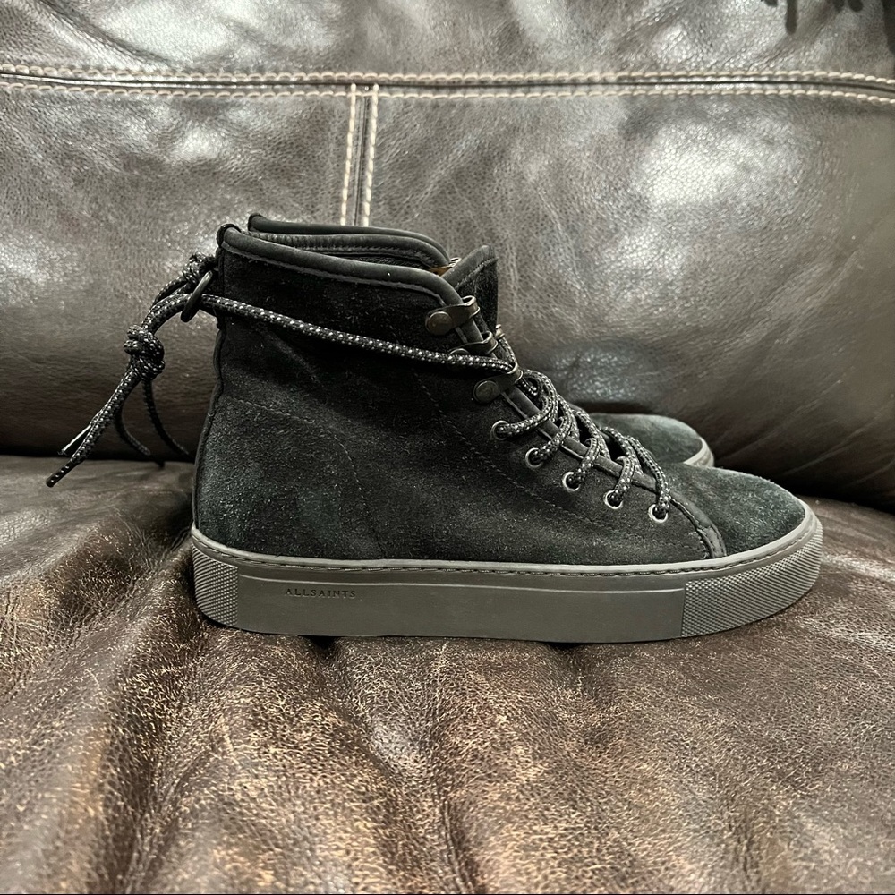 Allsaints Boundary Sneaker Boots Black Suede Leather size 9 but fit like 8 1/2!!